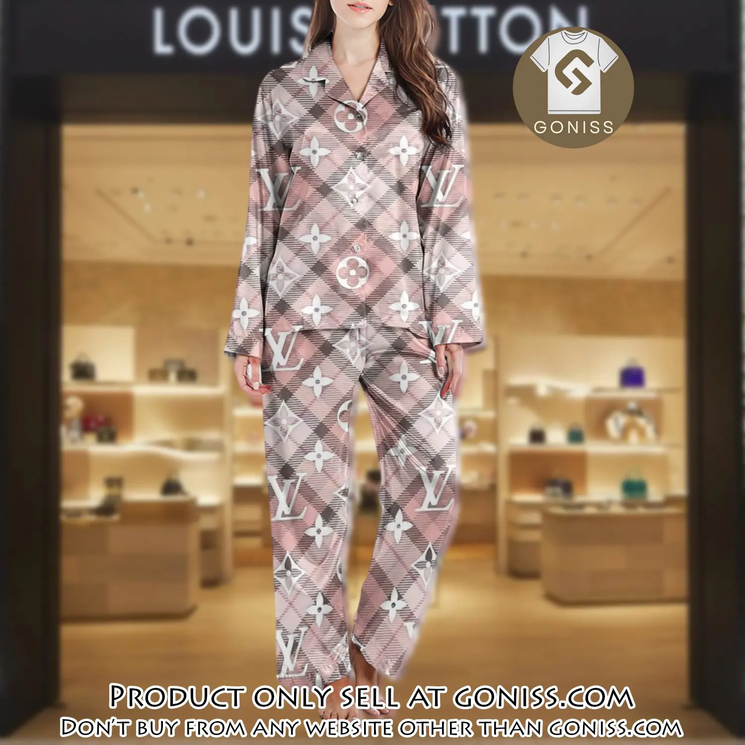 Lv monogram long satin pajama set pjs1027 gn1216432